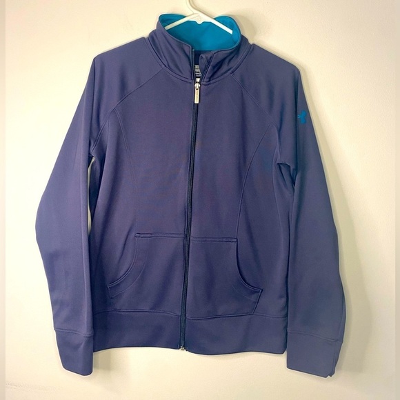 Women's Under Armour Semi Fitted Blue Full Zip Jacket Size Medium - Picture 1 of 15